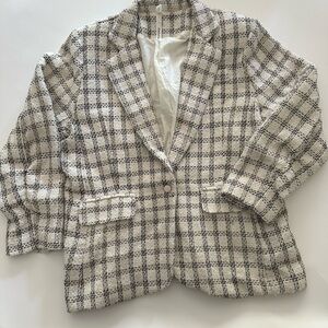 NY Collection Black and White Checkered Blazer